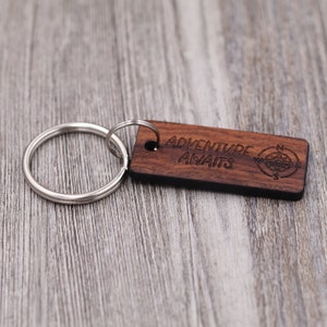 Adventure Awaits, Compass, Wood Keychain, Personalized Keychain, Custom Keychain, Graduation Gift, Traveler, Retirement Gift, Next Chapter