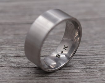 Titanium 6MM and 8MM 'Comfort Fit' Ring, Band - Plain and Personalized