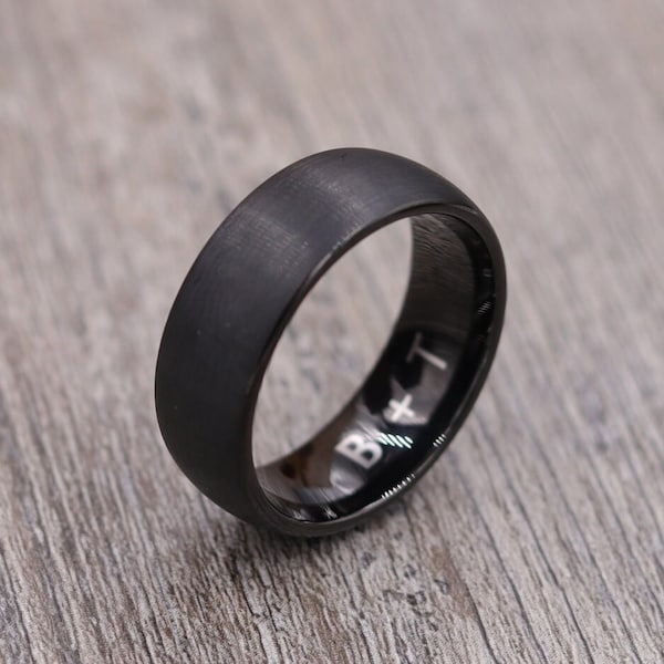 8MM - Black Tungsten Ring, Tungsten Band, Wedding Band, Personalized Ring, Engraved Ring, Custom Ring, Wedding Ring, Unique Men's Jewelry