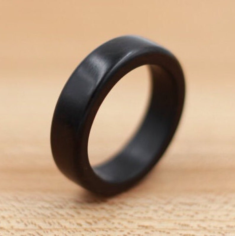 Ebony Wood Ring Engraved Ring Unique Wedding Ring Natural Jewelry Wedding Ring Wooden Ring Mens Jewelry 5 Year Anniversary image 2