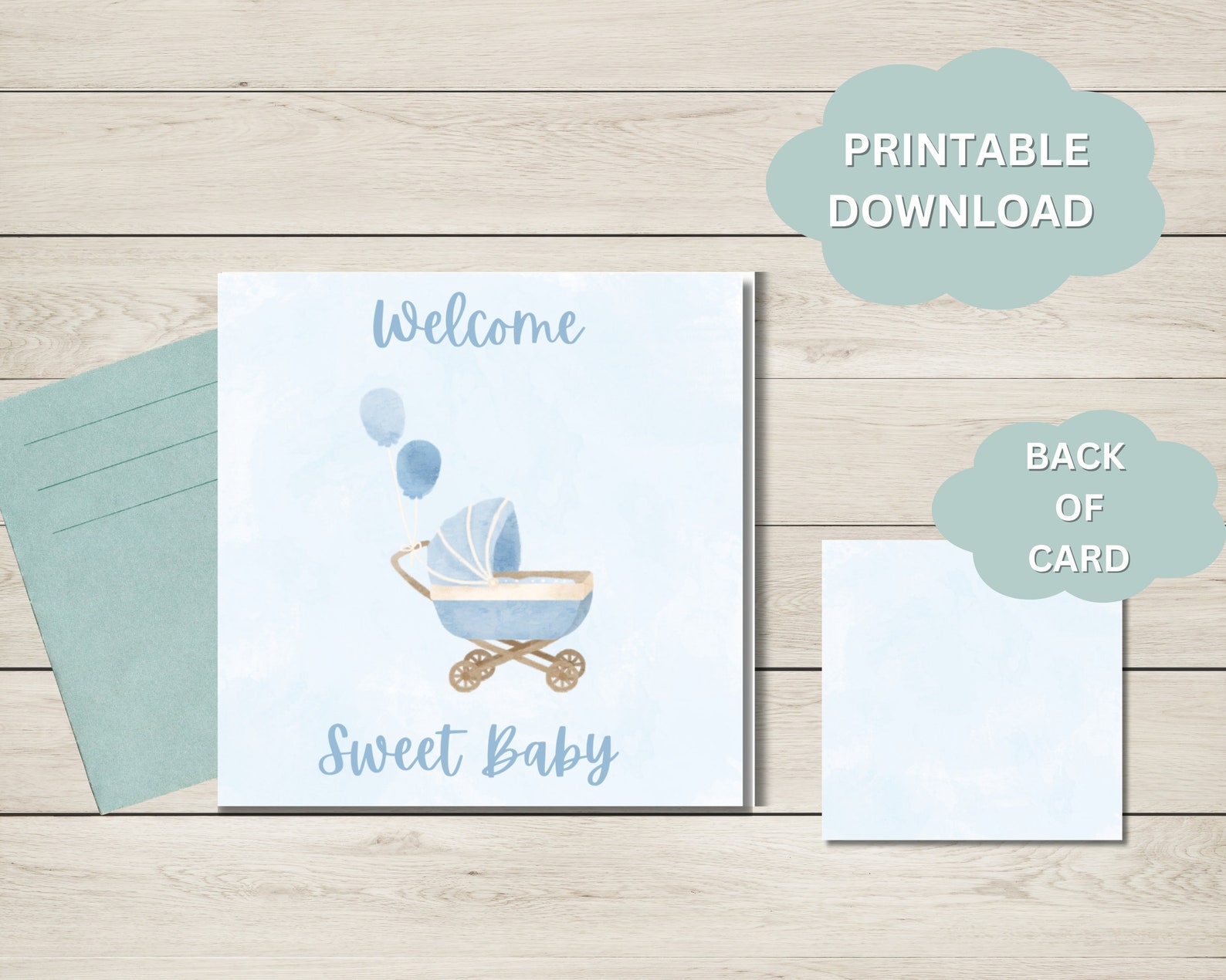 Printable 4x4 Baby Cards L Baby Boy Card | Baby Card | Printable Cards ...