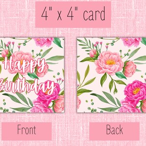 Printable 4x4 Birthday Cards L Birthday Card | Floral Card | Printable ...
