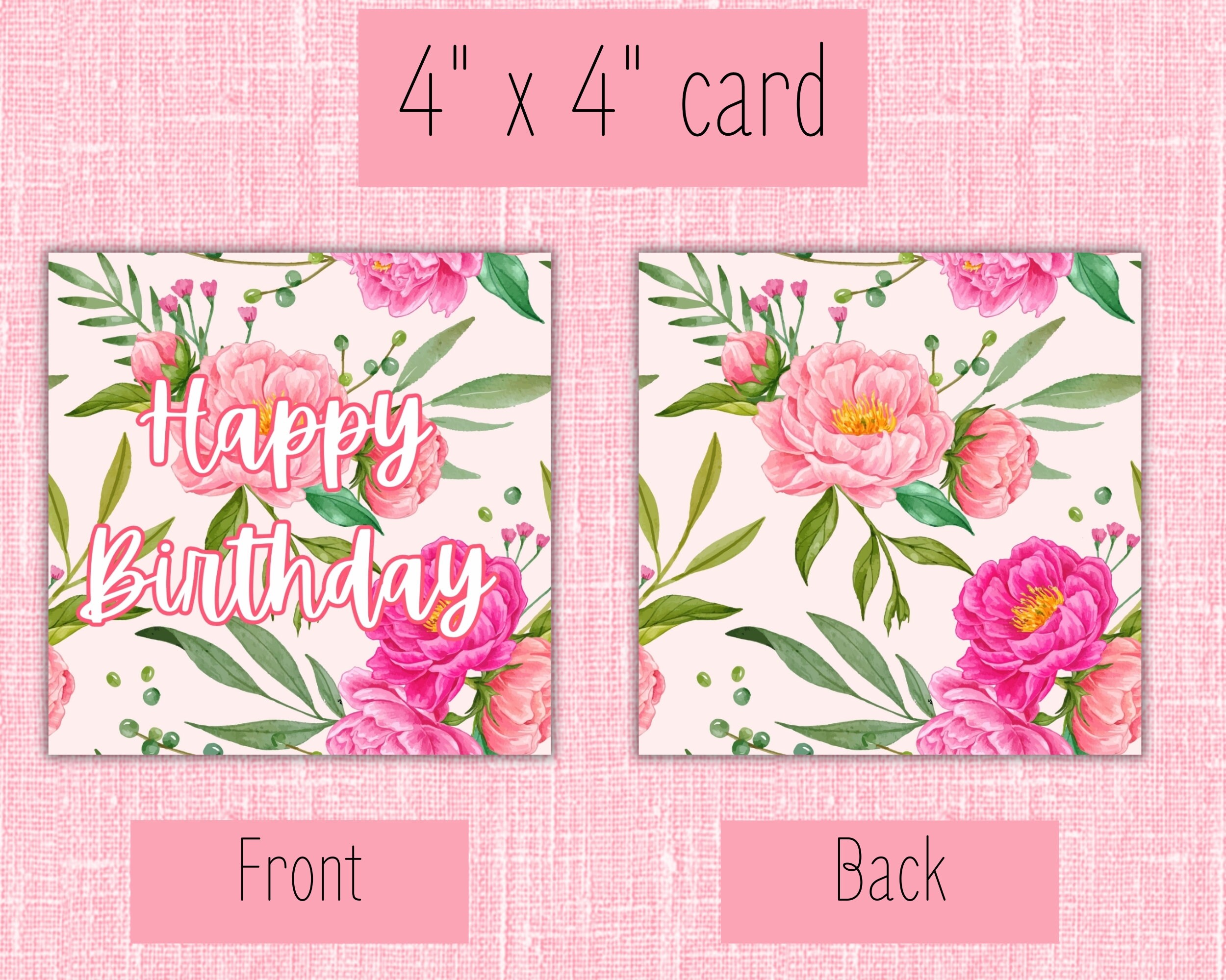 Printable 4x4 Birthday Cards L Birthday Card Floral Card Printable ...