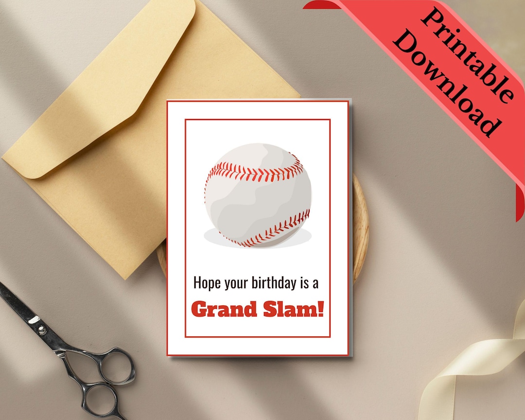 Printable 5x7 Baseball Birthday Day Card | Printable Card| Baseball ...