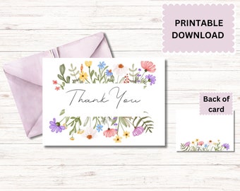 Printable 5x7 Thank You Card | Floral Thank You Card Printable | Thank ...