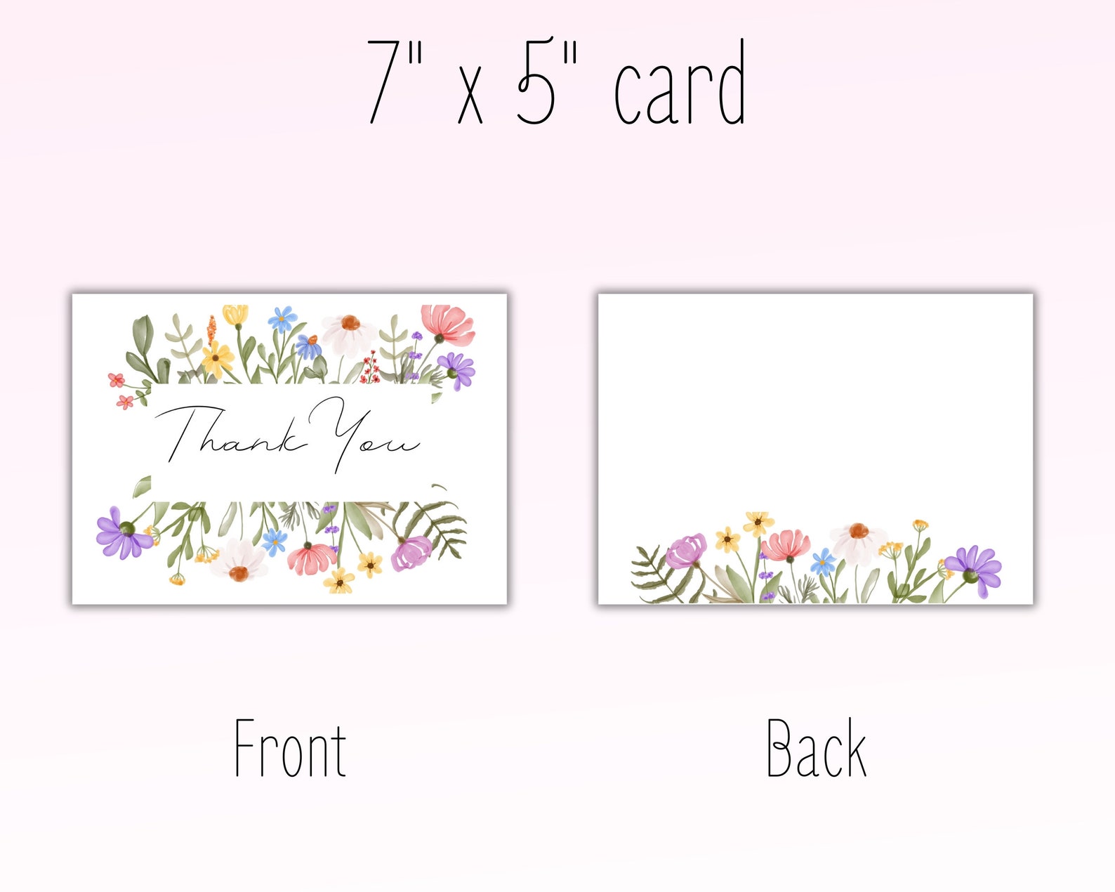 Printable 5x7 Thank You Card | Floral Thank You Card Printable | Thank ...