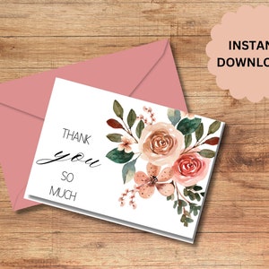 Printable 5x7 Thank You Card | Floral Thank You Card Printable | Thank ...