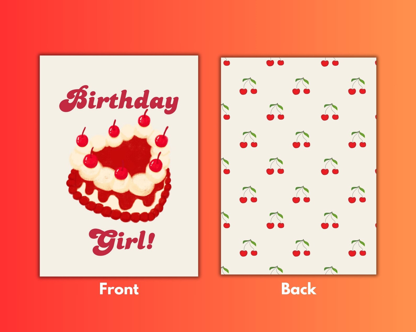Printable 5x7 Happy Birthday Card cherry Birthday Card Printable ...