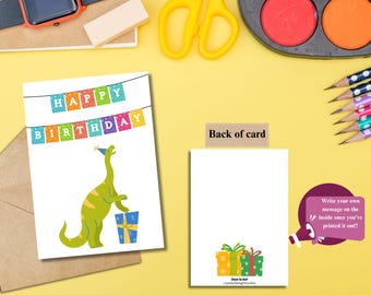 Druckbare 5x7 Geburtstagskarte l Junge Karte | Dino Geburtstagskarte | Digitaler Download | Kindergeburtstag |Dino Karte | Dino-Geburtstag