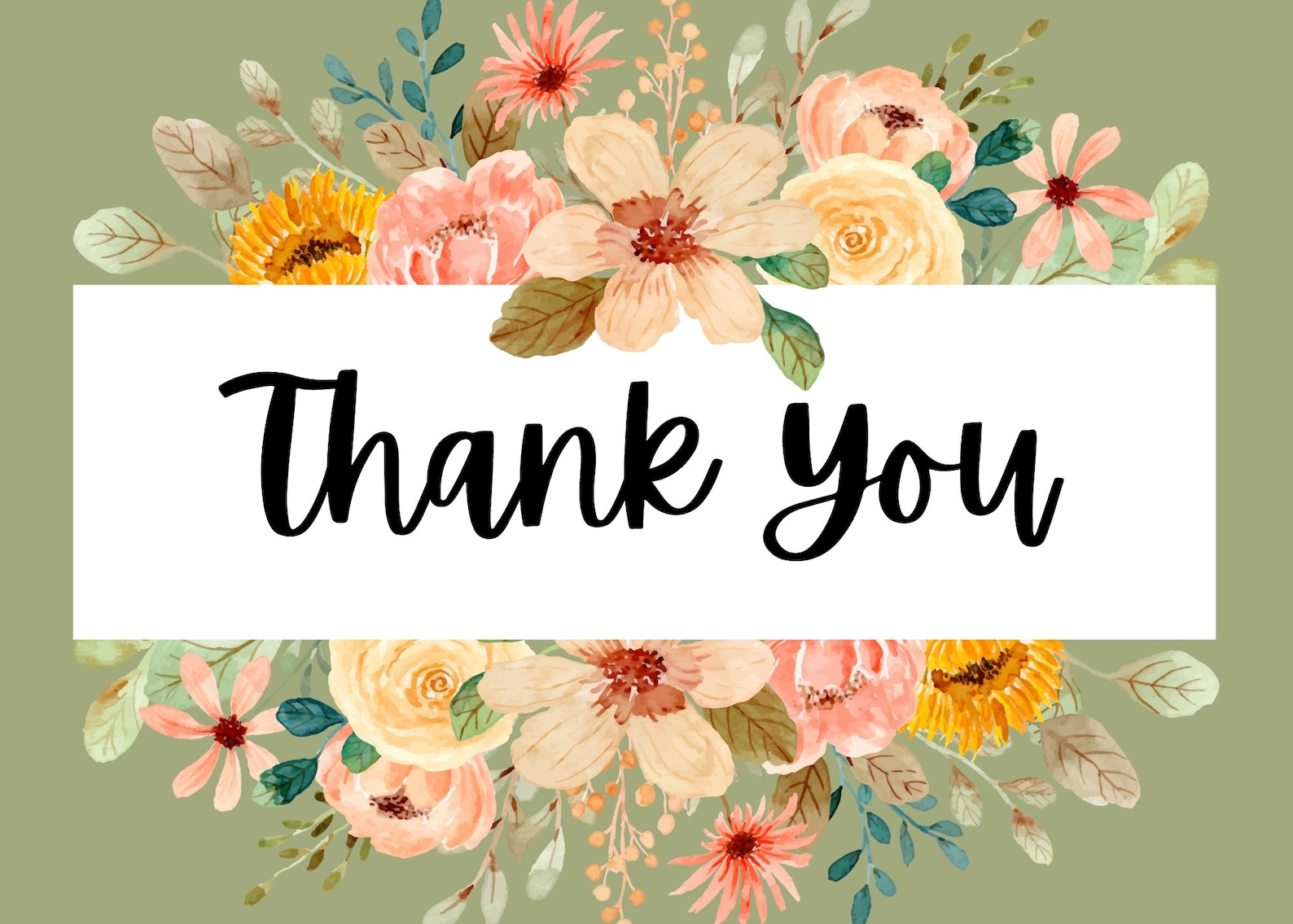 Printable 5x7 Thankyou Card | Floral Thank You Card Printable | Thank ...
