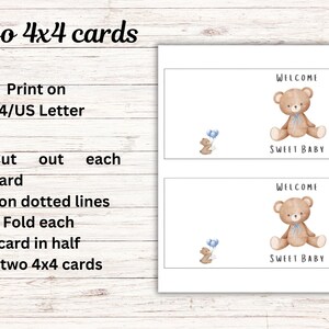 Printable 4x4 Baby Cards L Baby Boy Card | Baby Card | Printable Cards ...