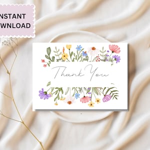 Printable 5x7 Thank You Card | Floral Thank You Card Printable | Thank ...