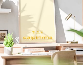 Caipirinha Cocktail Recipe Print, Minimalist Bar Cart Art (Digital Download)