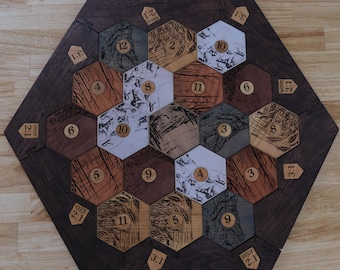 Settlers of Catan Inspired Board Custom 1/4inch thick Cherry Hardwood Gameboard and Expansion