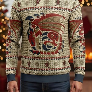 Funny Meme Ugly Christmas Sweater, Christmas Sweater Gift, Ugly Dragon Sweater Adult, Xmas Holiday Gift for Men