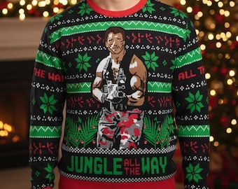 Funny Meme Ugly Christmas Sweater, Christmas Sweater Gift, Jungle All The Way Sweater Adult, Xmas Holiday Gift for Movie Fans