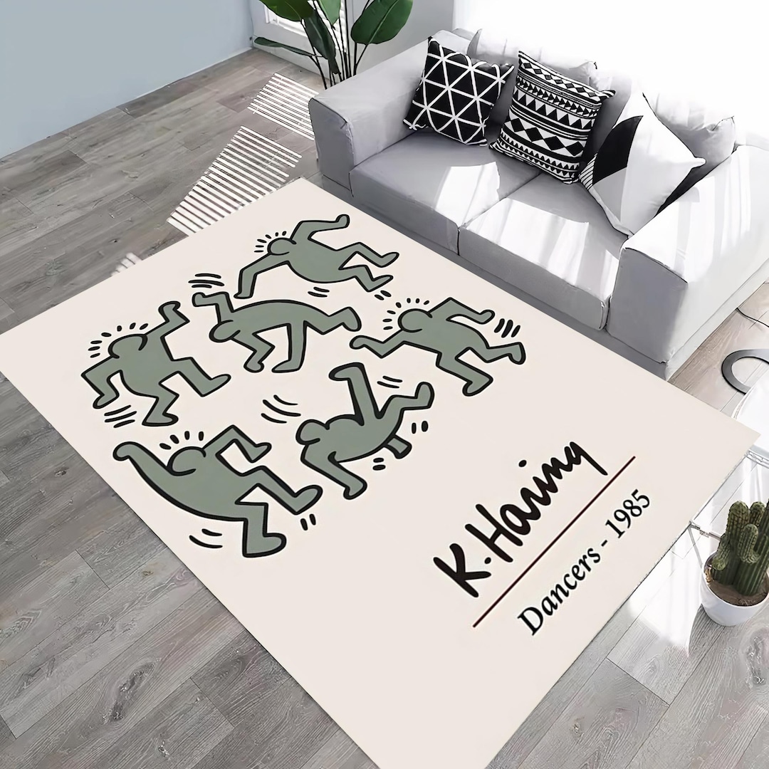 Dancers Rug,hare Design Rug,keith Haring Rug,dancing Man,home Decor Rug ...