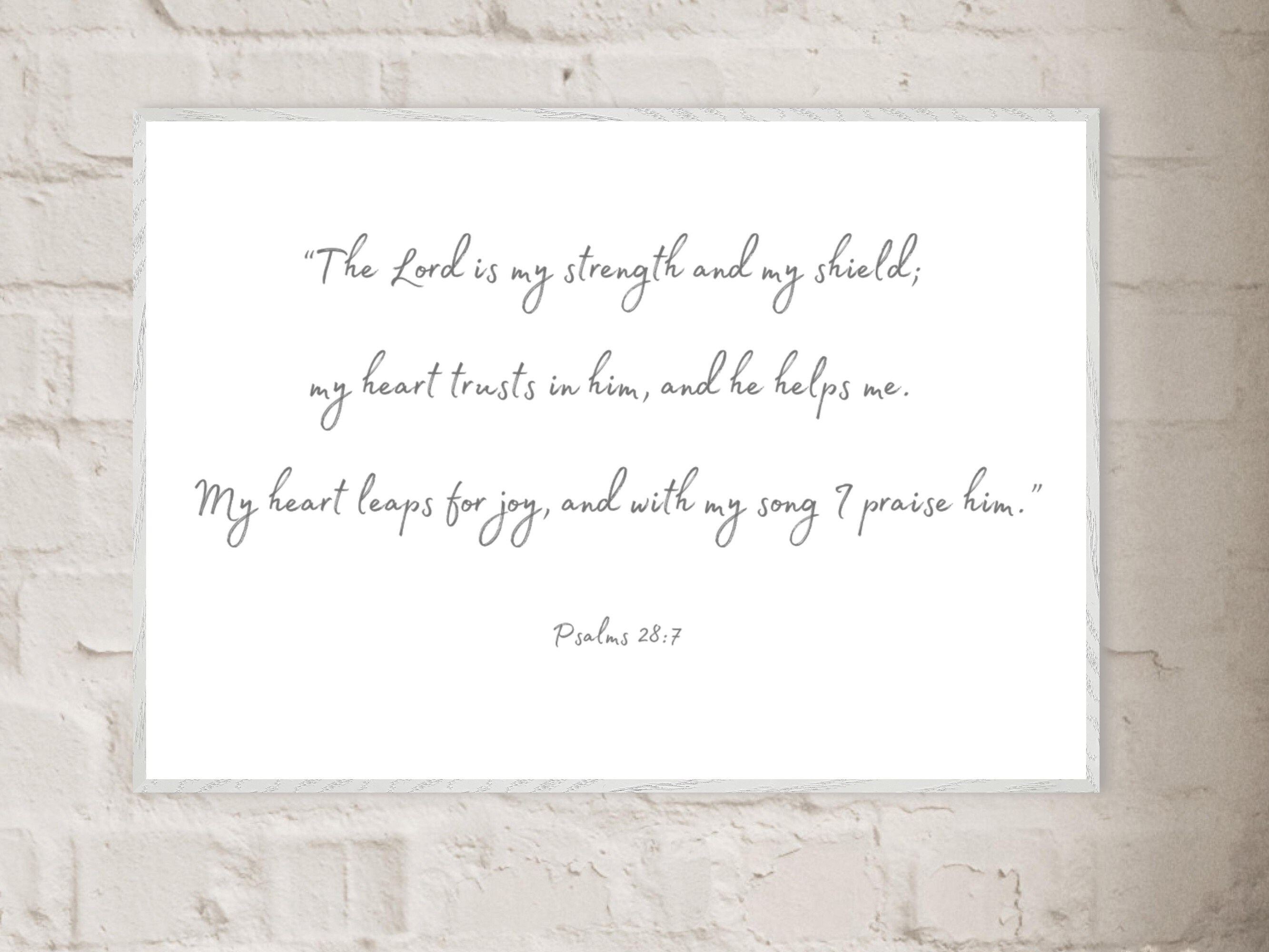 Psalm 28:7 Wall Art | the Lord is My Strength and My Shield | Christian ...
