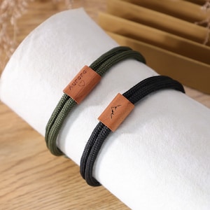 Custom Name Rope Bracelet, Personalized Family Name Bracelet With Wooden Beads, Customized Surfer Bracelet For Dad, Boyfriend Gifts