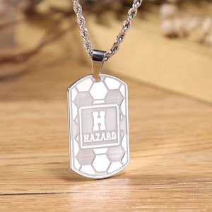 Collar de fútbol personalizado con nombre, collar con placa de identificación personalizada con cadena de eslabones, collar con colgante con placa de identificación personalizada, regalo de joyería para hombres