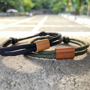 Men&#39;s Surfer Bracelet With Names Personalized, Custom Name Bracelet With Wooden Bead, Camping Symbol Customizable Bracelet Gift For Friend