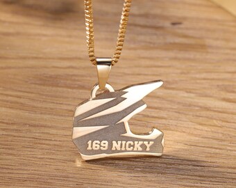 Custom Off Road Helmet Necklace, Personalized Engraved Name Necklace, Customized Off Road Motorcycle Tag With Name Necklace Jewelry For Men