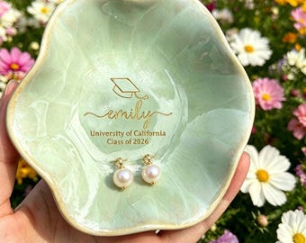 Custom Graduation Jewelry Tray, Personalized Ceramic Ring Dish, Engraved Ring Holder with Name, Class of 2026, Grad Gift, End of School Year