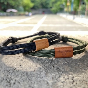 Men&#39;s Surfer Bracelet With Names Personalized, Custom Name Bracelet With Wooden Bead, Camping Symbol Customizable Bracelet Gift For Friend