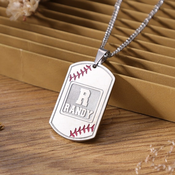 Baseball dog tag necklaces online