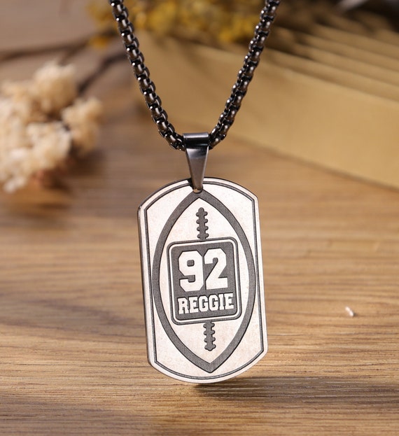 Sterling Silver Number 2-Piece Football Dogtag Pendant Sterling Silver Number 2-Piece Football Dogtag Pendant