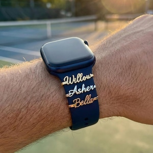 Metal Name Charm for Apple Watch Band, Personalized Watch Strap Jewelry for Men, Minimalist Father’s Day Gift for Dad Husband, Running Gift