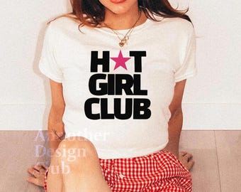 Hot Girl Club Star Baby Tee | Y2K 90s Vintage Women's Cotton Shirt
