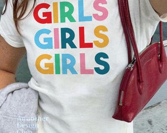 Girls Baby Tee | Y2K Colorful Print Top, 100% US Cotton Shirt