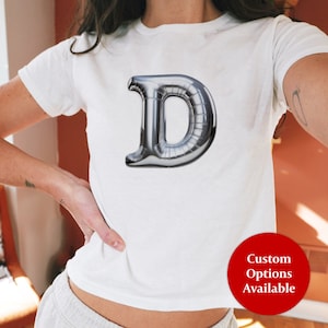 Camiseta de bebé con inicial de globo personalizada / Camiseta con letra personalizada / Top con iniciales personalizadas / Regalo inicial para mujer / Linda camiseta de verano / Camisa para bebé Y2K