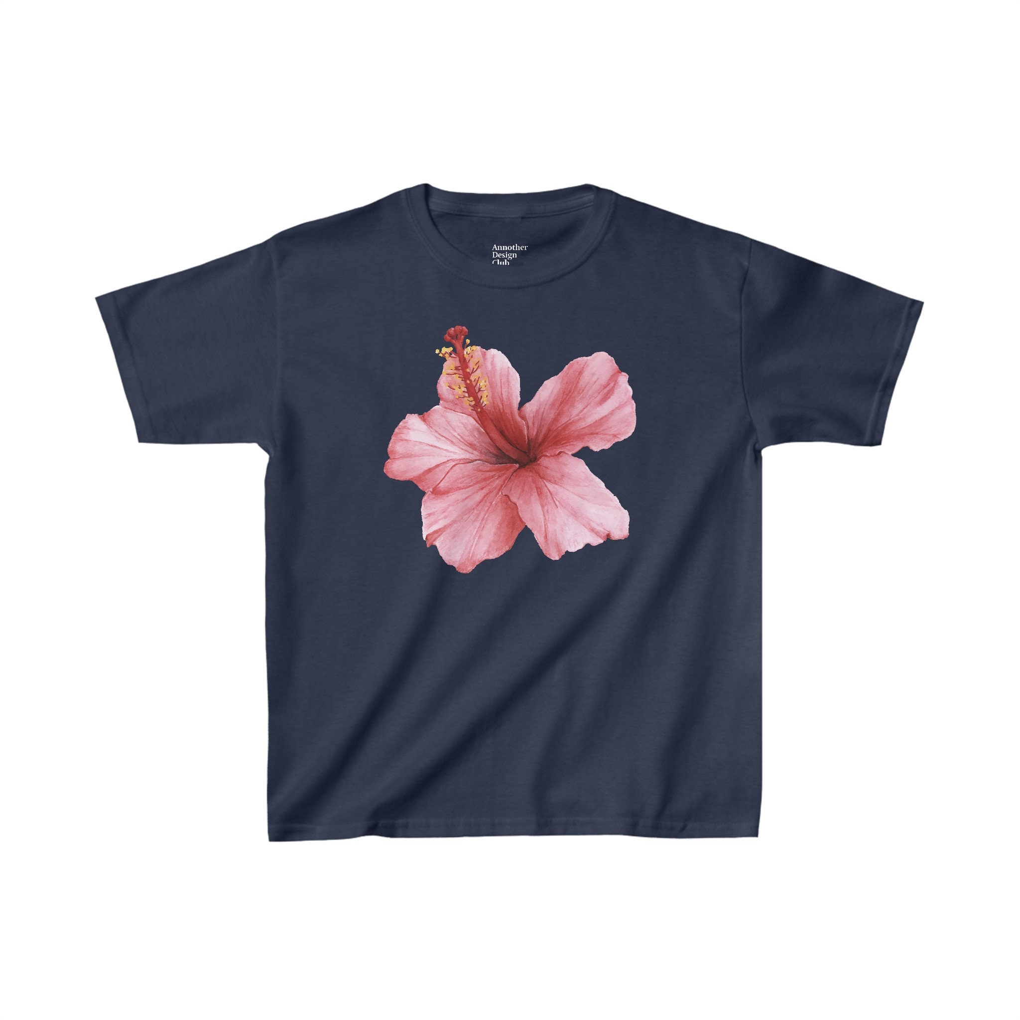 Hibiscus Flower Baby Tee | Pink Hibiscus Floral Vintage 90s
