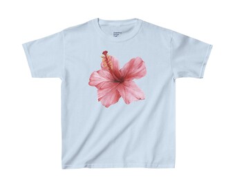 Hibiscus Flower Baby Tee | Pink Hibiscus Floral Vintage 90s