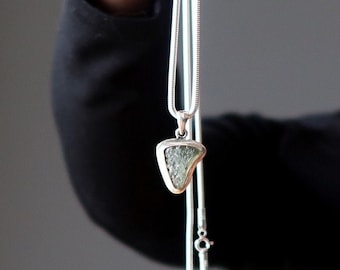 Moldavite Necklace Deluxe Green Meteorite Thick Solid Sterling Silver Chain