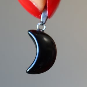 Black Obsidian Pendant Crescent Moon Healer in the Dark Crystal