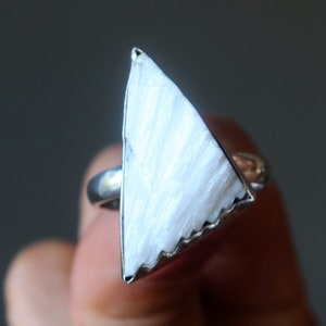 Scolecite Ring White Pinnacle of Crystal Healing Sterling