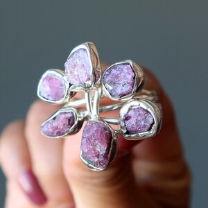 Pink Turmalin Ring Blühende Orchidee Edelstein Silber
