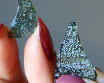 Moldavite Tektite Alien Shark Fin Triangular Green Space Stone