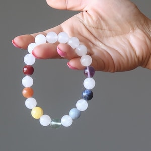 Chakra Armband aus Schneewittchen Quarz Regenbogen Märchentraum Edelsteine