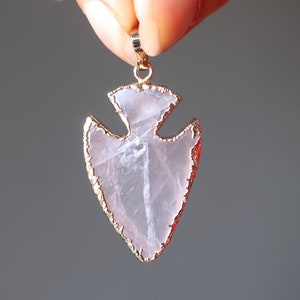Rose Quartz Pendant Love Conquers All Pink Arrowhead Gemstone