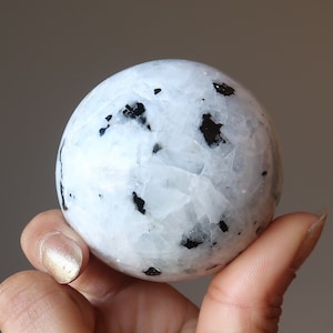 Rainbow Moonstone Sphere Black Tourmaline Crystal Ball