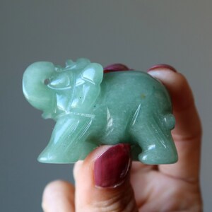 Green Aventurine Elephant Look at Me I&#39;m Lucky! Crystal Animal
