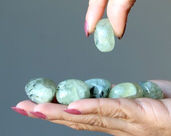 Prehnite Tumbled Stones Dream Manifest Self-Care Green Crystal