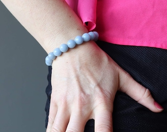 Pulsera de angelita, piedra preciosa azul que da tranquilidad y calma