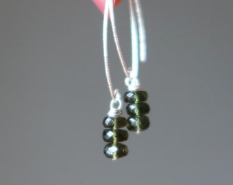 Moldavite Earrings Swing on a Star Sparkling Green Gemstones