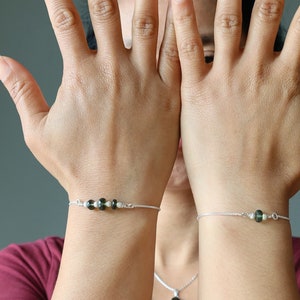 Moldavite Bracelet Halley&#39;s Comet Fine Cut Gemstone Sterling Silver