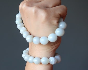 White Moonstone Bracelet, Crystal Healing Gemstones